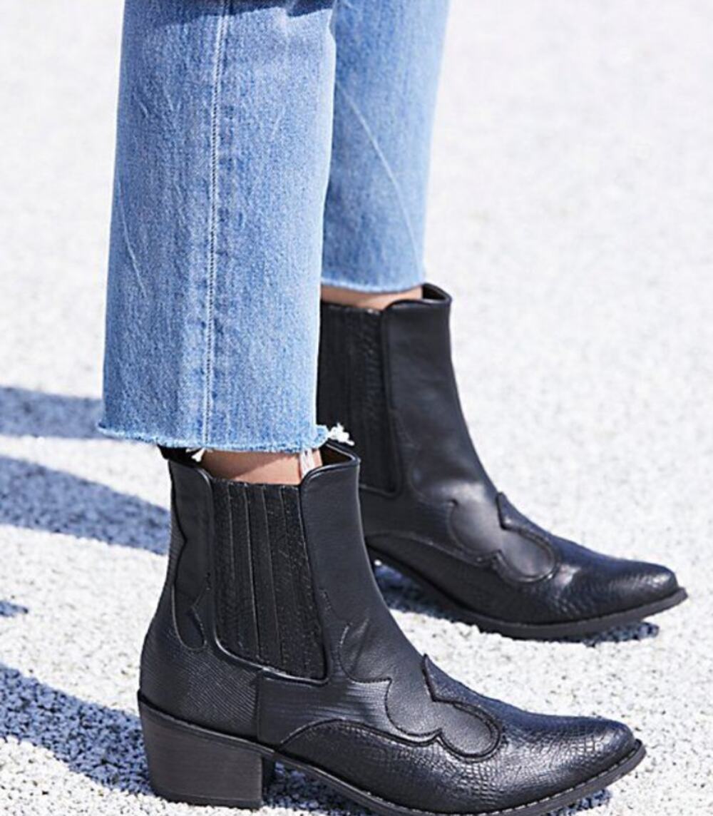 Matisse Free People Black Vegan Leather Cavalier Western Pointed Toe Boot Sz 8